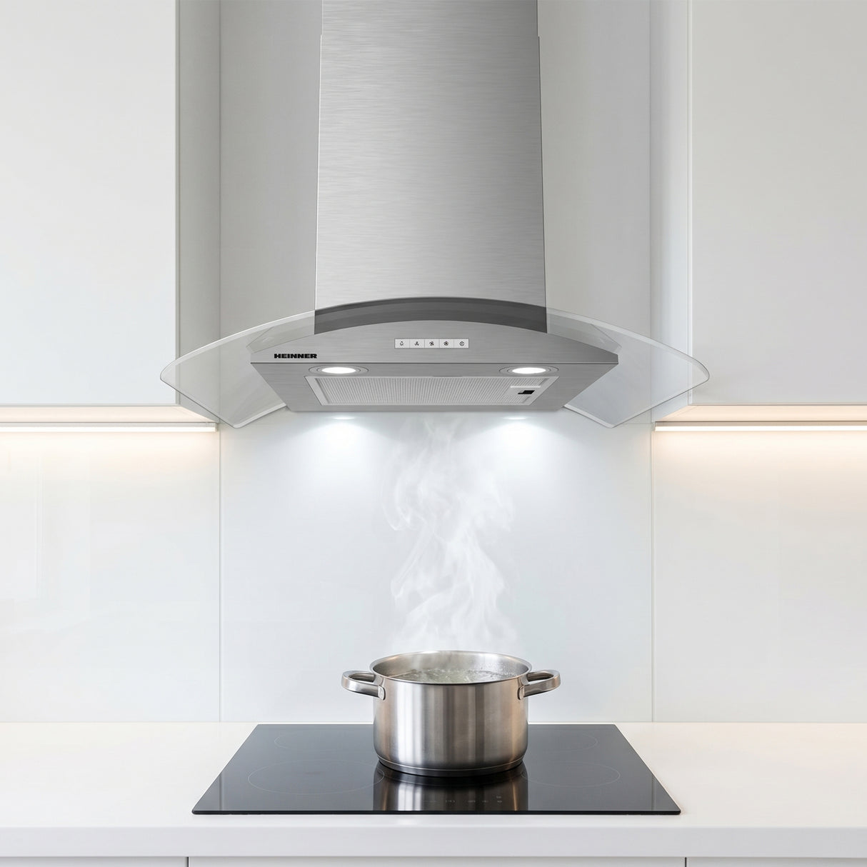 Heinner Dunstabzugshaube HDCH-MD800GIX – 60 cm – Edelstahl – LED-Beleuchtung – 3 Geschwindigkeiten – Bild 3