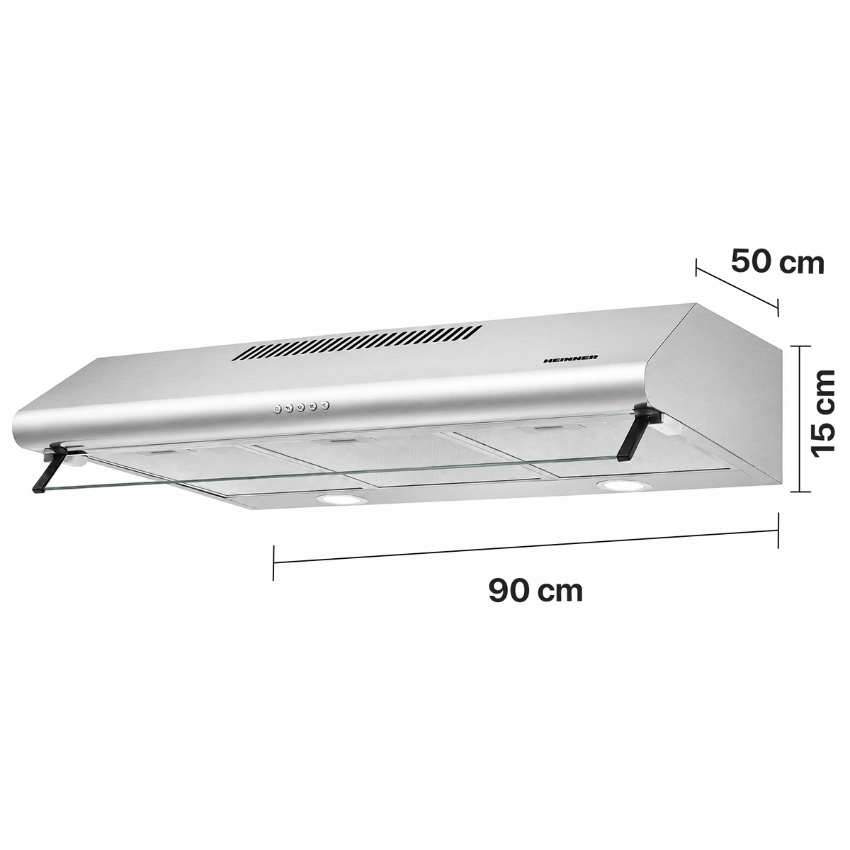 Dunstabzugshaube Heinner HCH-490-SS – Wandhaube – Edelstahl – 3 Geschwindigkeiten – LED-Beleuchtung – Umluft – Bild 3