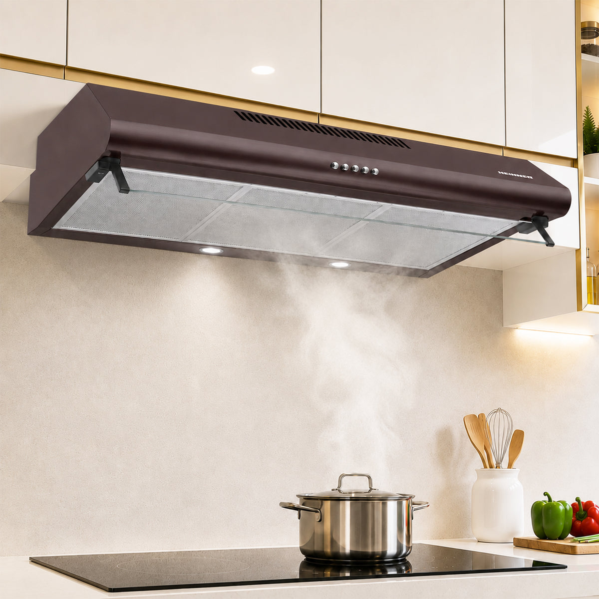 Heinner Dunstabzugshaube HCH-490-BRW – Wandmontage – 90 cm – Edelstahl – LED-Beleuchtung – 3 Geschwindigkeiten – Bild 6