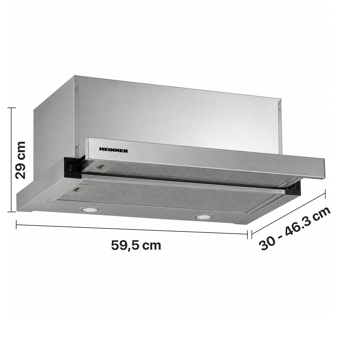 Heinner HTCH-F660IX Dunstabzugshaube – Energieeffizienzklasse A – Edelstahl – Bild 3