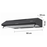 Heinner HCH-490BK Dunstabzugshaube – Wandhaube – 90 cm – 3 Geschwindigkeiten – schwarz – Bild 3