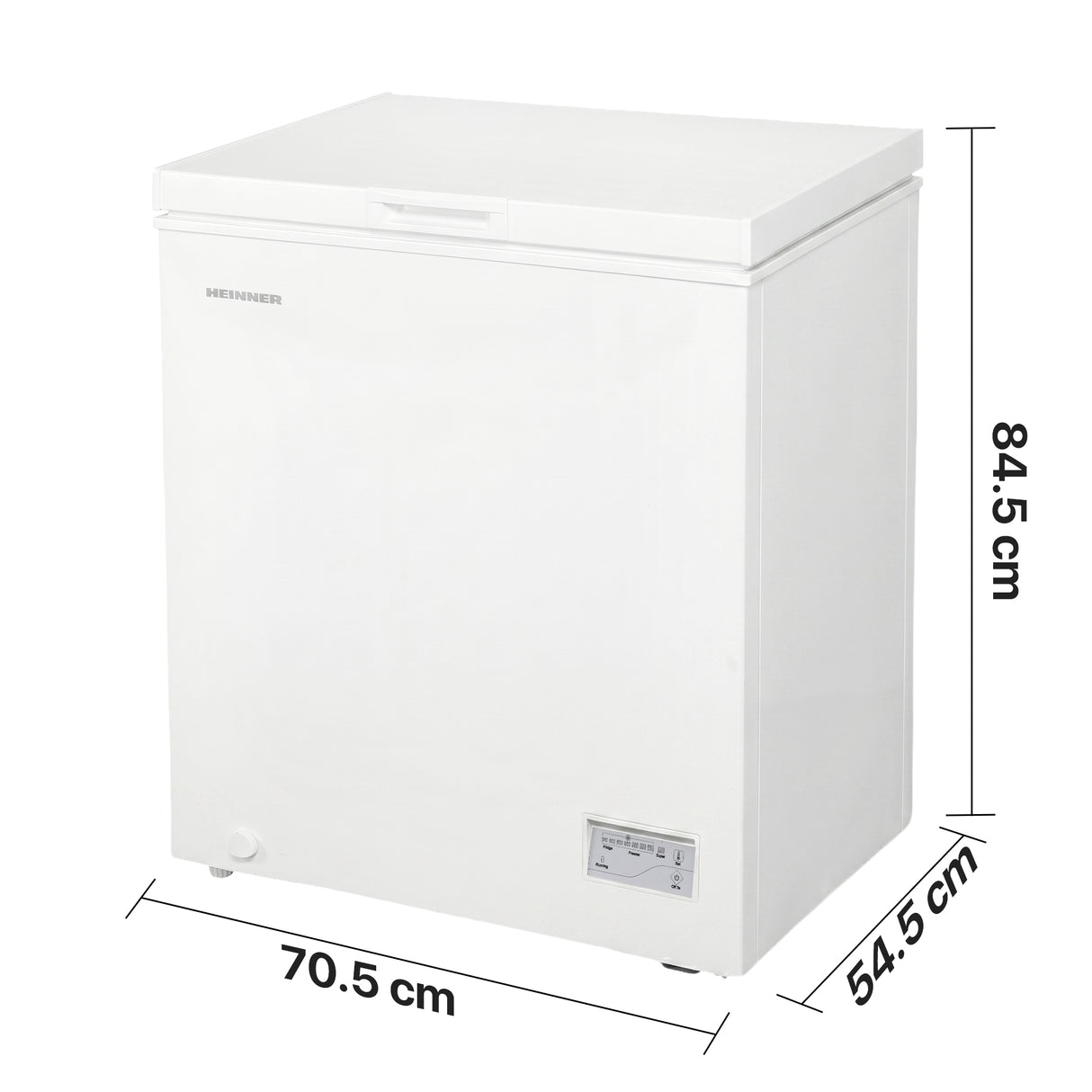 Heinner Gefriertruhe HCF-HM145CE – 142 Liter – umwandelbar – Schnellgefrieren – Energieeffizienzklasse E – Maßzeichnung