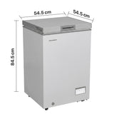Heinner Gefriertruhe HCF-HM100CSE – 98 Liter – umrüstbar – Schnellgefrierfunktion – Maßzeichnung