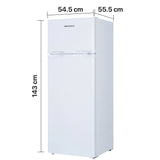 Heinner Kühl-Gefrierkombination HF-H2206E – 206 Liter – Energieeffizienzklasse E – Maßzeichnung