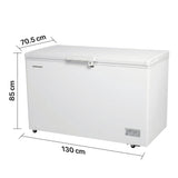 Heinner Gefriertruhe HCF-HM371CE – 371 Liter – Schnellgefrierfunktion – Energieeffizienzklasse E – Maßzeichnung