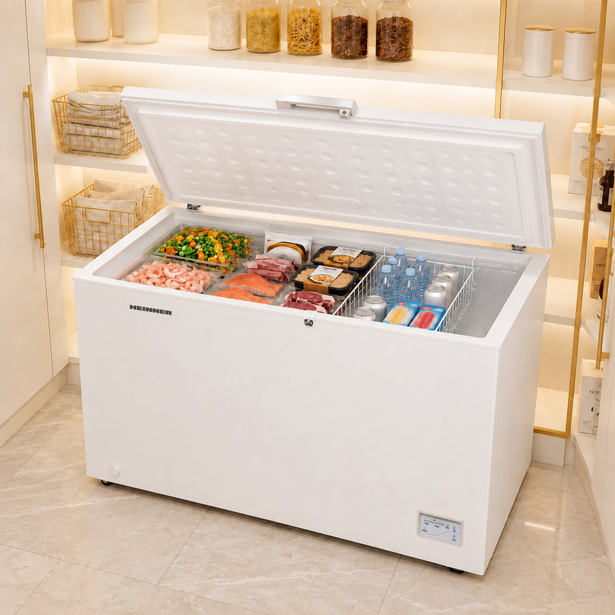 Heinner Gefriertruhe HCF-HM371CE – 371 Liter – Schnellgefrierfunktion – Energieeffizienzklasse E – Bild 7