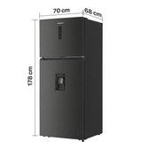 Heinner Kühl-Gefrierkombination HF-HM413NFDXWDE – 413 Liter – No Frost – Energieeffizienzklasse E – Maßzeichnung