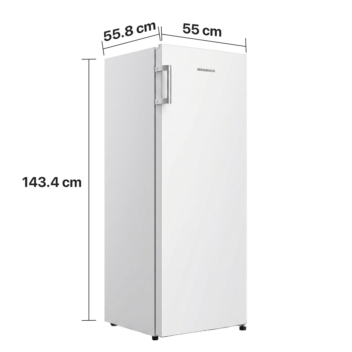 Heinner Gefrierschrank HFF-HS165E – 165 Liter – Energieeffizienzklasse E – Maßzeichnung