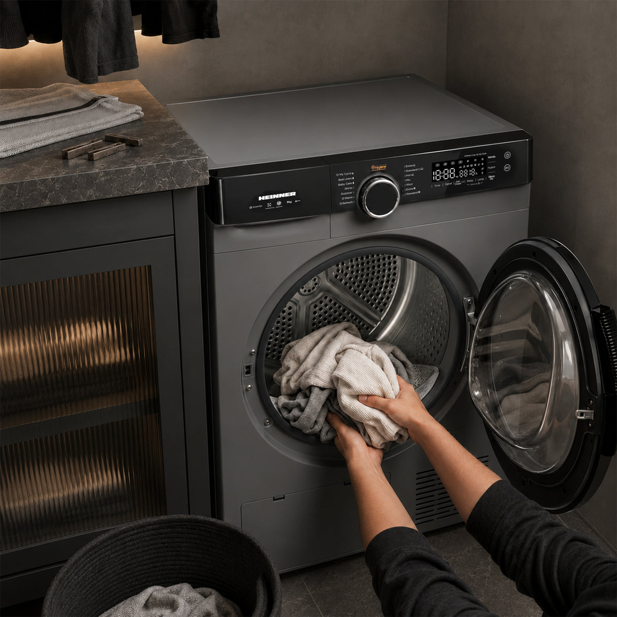 Heinner Wärmepumpentrockner HHPD-M9K3S – 9 kg – Energieeffizienzklasse C – Anwendungsbild 8