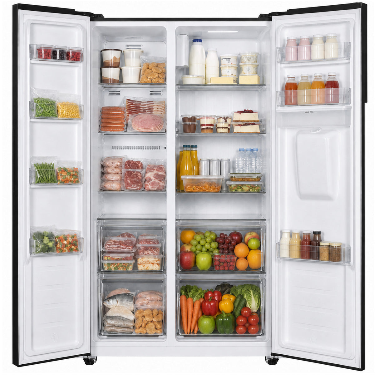 Heinner HSBS-H439NFBKWDE++ Amerikanischer Kühlschrank 439L – Wasserspender – Bild 4