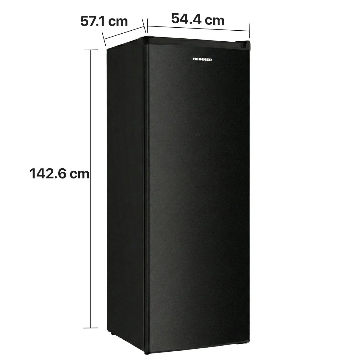 Heinner Gefrierschrank HFF-HM168BKE++ – 168 Liter – Schwarz – Energieeffizienzklasse E – Maßzeichnung
