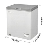 Heinner Gefriertruhe HCF-HM145CSE – 142 Liter – umrüstbar – Schnellgefrieren – Energieeffizienzklasse E – Maßzeichnung