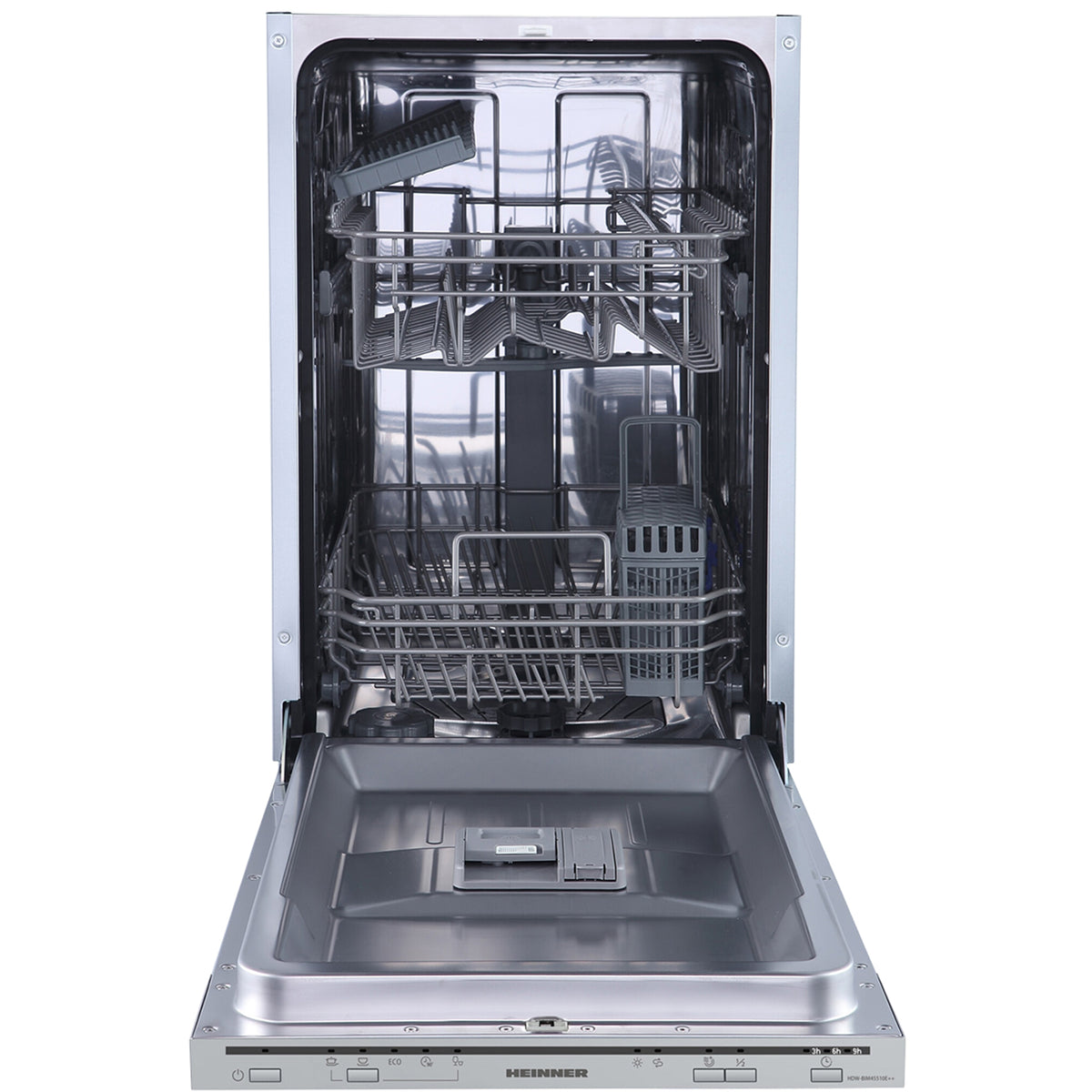 Heinner HDW-BIM45510E Einbaugeschirrspüler – 10 Maßgedecke – AquaStop – Energieeffizienzklasse E – Produktfoto