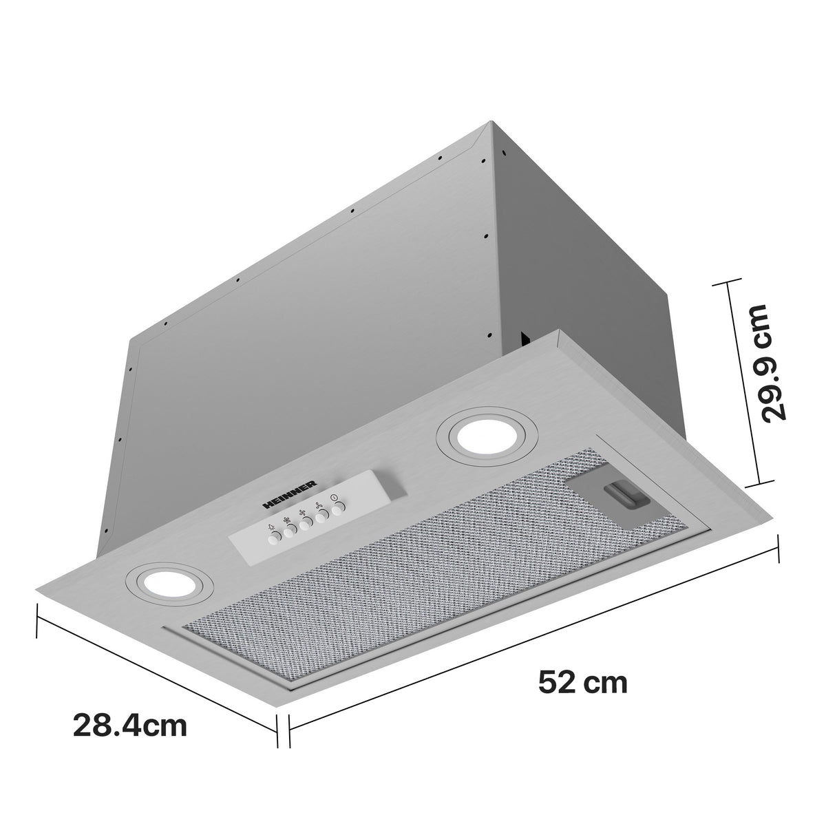 Heinner Dunstabzugshaube HBIH-MD600IX – Einbau – 52 cm – 3 Geschwindigkeiten – Bild 3
