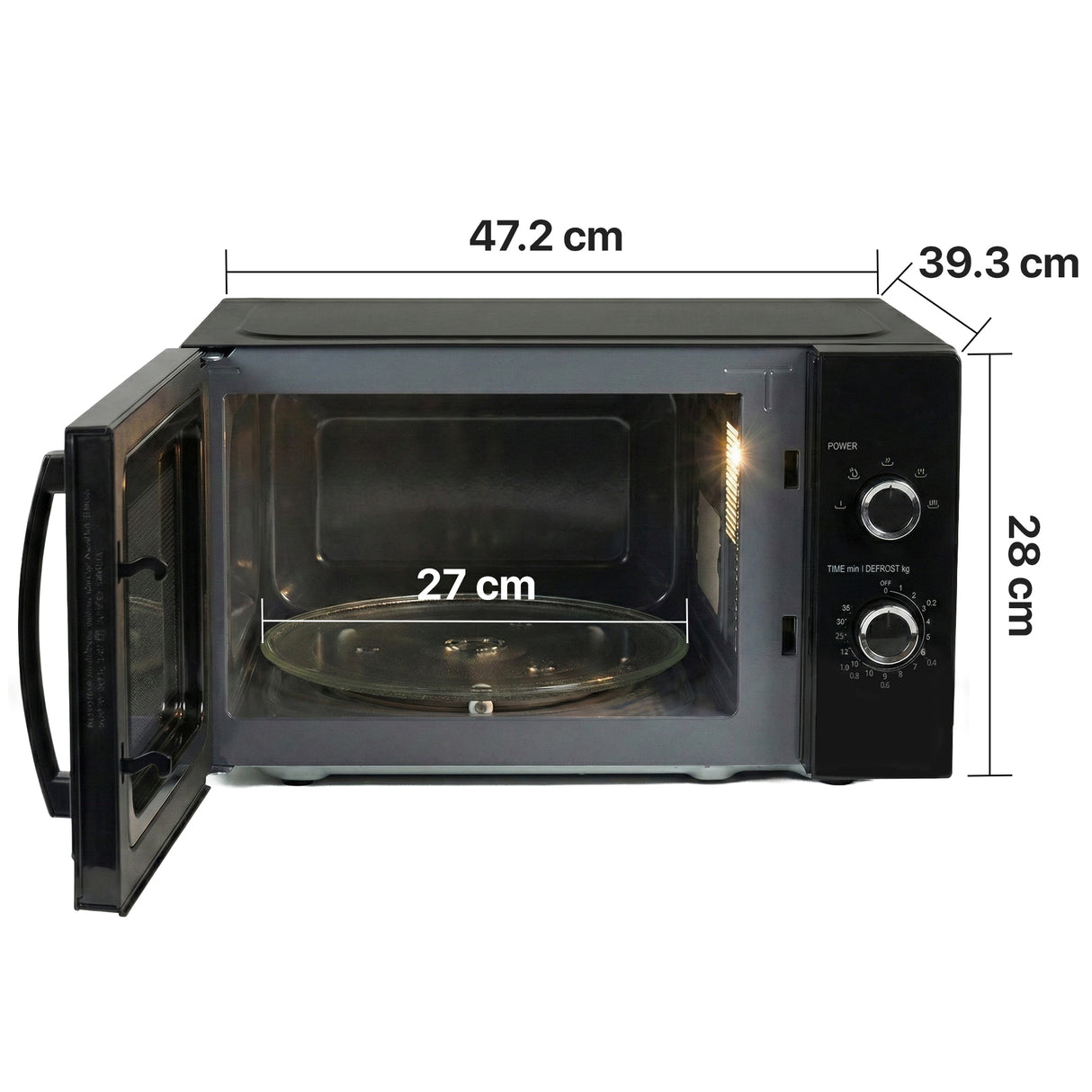 Heinner Mikrowelle HMW-MD25MBK – 25 Liter – 800 W – 5 Leistungsstufen – Schwarz – Bild 3