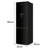 Heinner Kühl-Gefrierkombination HC-HM260BKWDE – 260 Liter – Wasserspender – Energieeffizienzklasse E – Maßzeichnung