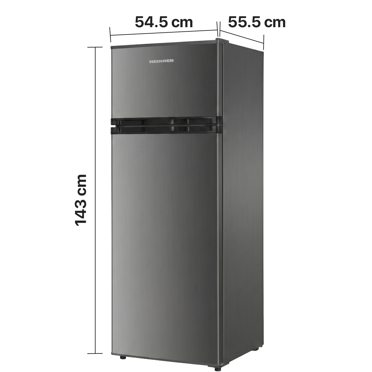 Heinner HF-HM2206INVXD Kühl-Gefrierkombination – 206 Liter – Inverter-Kompressor – Maßzeichnung