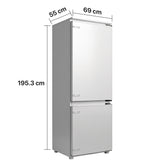 Heinner HCNF-BIM403INVD Einbau-Kühl-Gefrierkombination – 403 Liter – No Frost – Inverter-Kompressor – Maßzeichnung