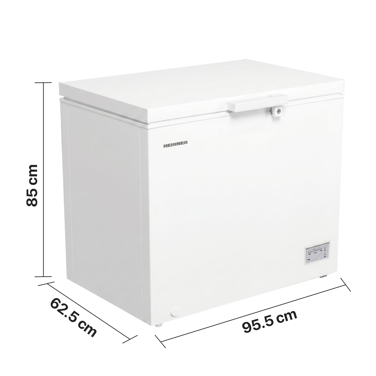 Heinner Gefriertruhe HCF-HM246INVCD – 246 Liter – umwandelbar – Energieeffizienzklasse D – Maßzeichnung