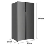 Heinner HSBS-HM532NFINVXD Amerikanischer Kühlschrank – 532L – No Frost – Inverter – Edelstahl-Optik – Maßzeichnung