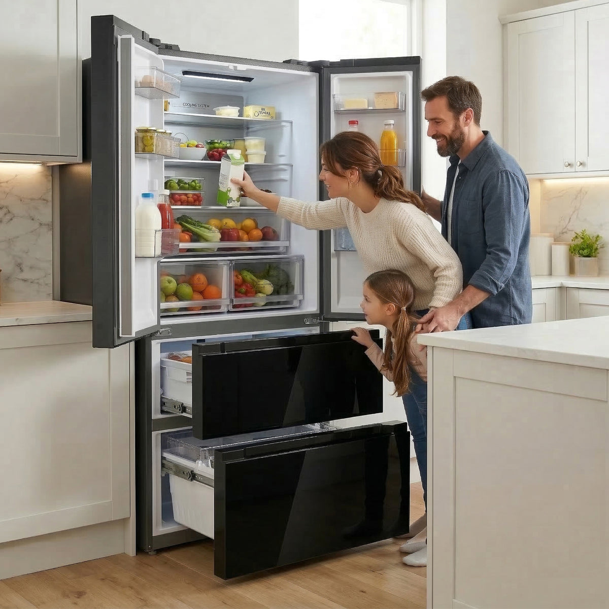 Heinner HCFD-M516INVHGBKE French Door Amerikanischer Kühlschrank – 516 L – No Frost – Schwarz – Bild 9