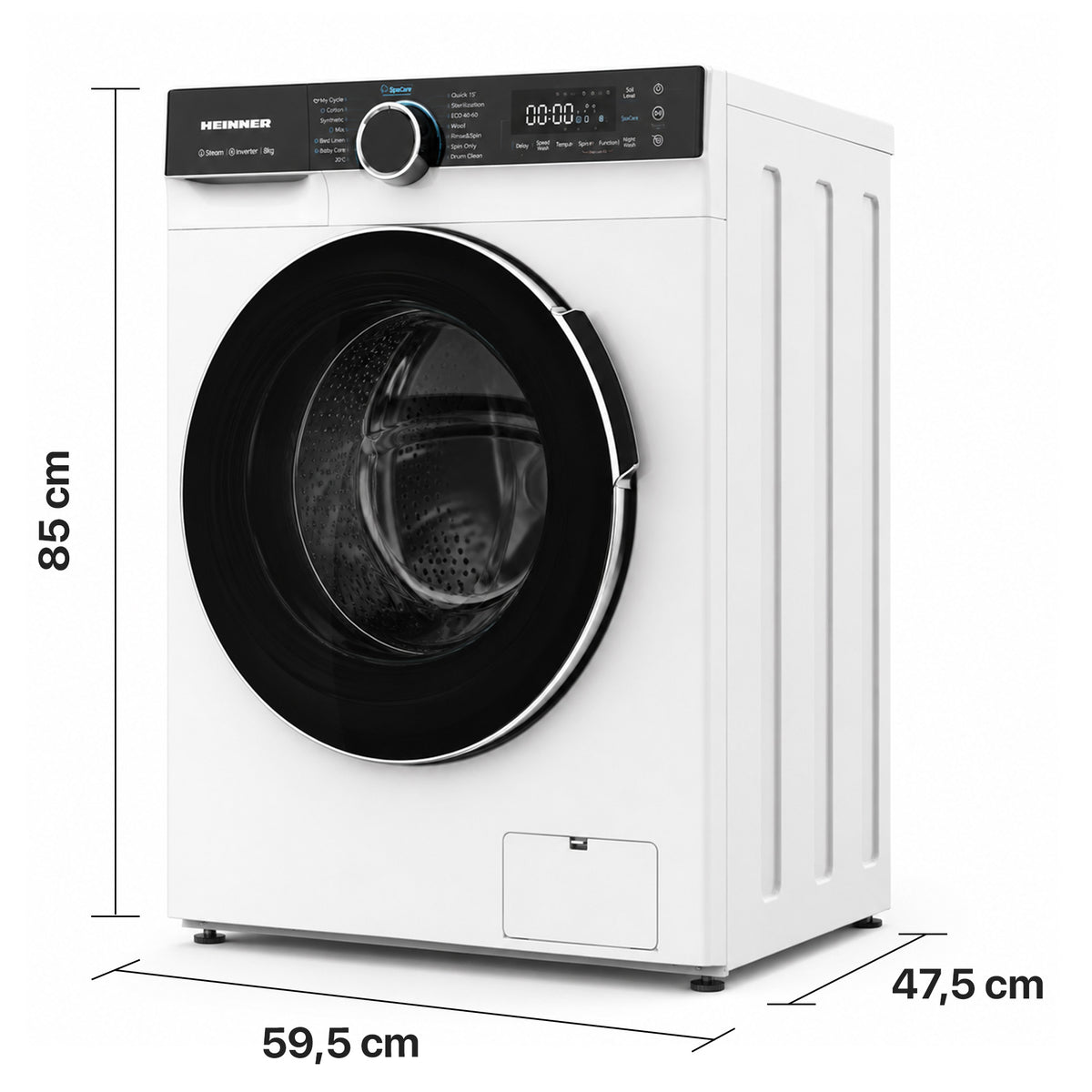 Heinner HWM-M814IVKA Waschmaschine – 8 kg – 1400 U/min – Energieeffizienzklasse A – weiß – Bild 4