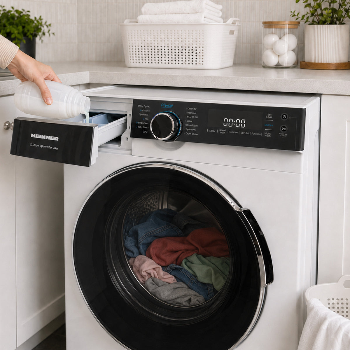 Heinner HWM-M814IVKA Waschmaschine – 8 kg – 1400 U/min – Energieeffizienzklasse A – weiß – Bild 7