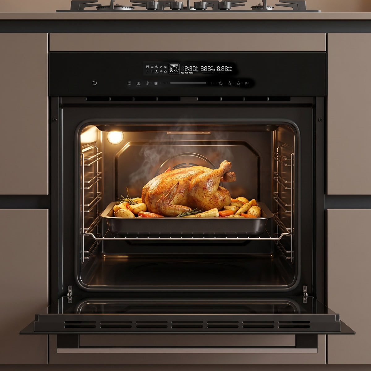 Heinner Einbauofen HBO-M7214GCDRC-GBK – 72 Liter – Heißluft, Grill & Airfry – schwarz – Bild 7