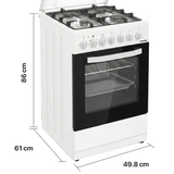 Heinner Gasherd HFSC-S65MIXF-WH – 4 Brenner – Backofen mit 6 Funktionen – Grill – weiß – Bild 3