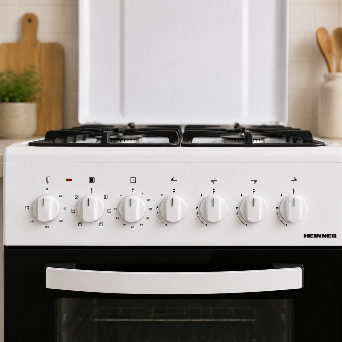 Heinner Gasherd HFSC-S65MIXF-WH – 4 Brenner – Backofen mit 6 Funktionen – Grill – weiß – Bild 6