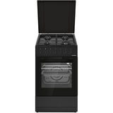 Heinner Gasherd HFSC-S60LITGC-BK – 4 Brenner – Elektro-Backofen mit Grill – Schwarz – Produktfoto