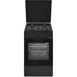 Heinner Gasherd HFSC-S60LITGC-BK – 4 Brenner – Elektro-Backofen mit Grill – Schwarz