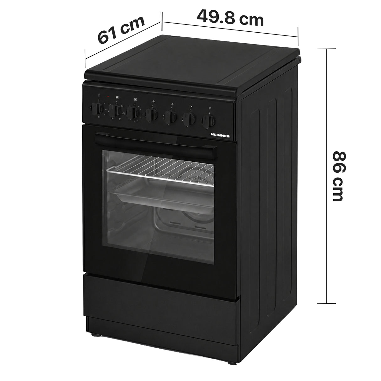 Heinner Gasherd HFSC-S60LITGC-BK – 4 Brenner – Elektro-Backofen mit Grill – Schwarz – Bild 3