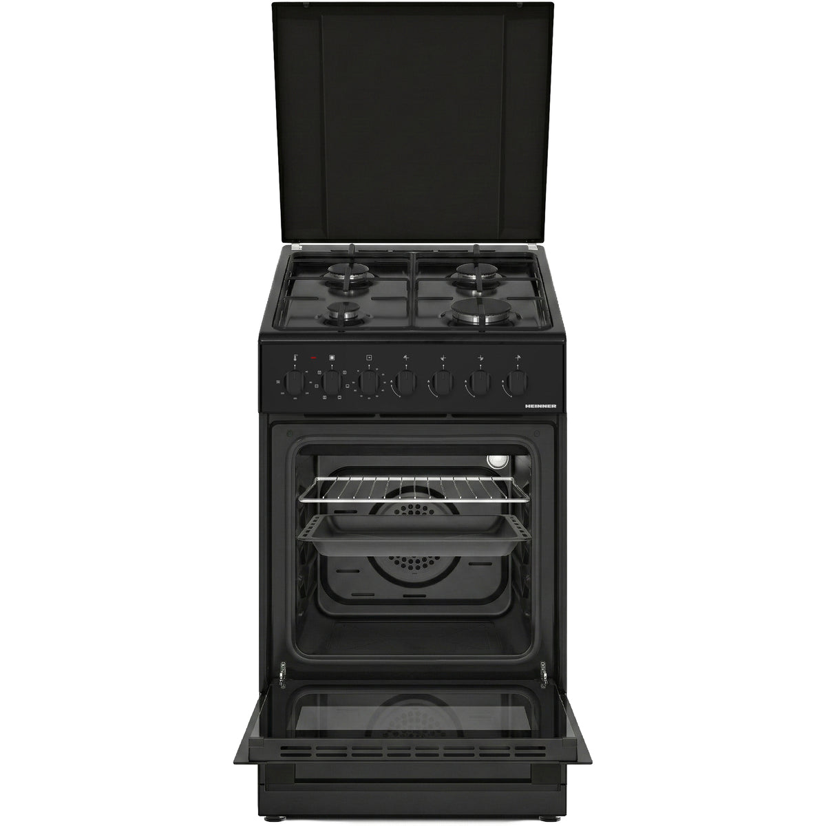 Heinner Gasherd HFSC-S60LITGC-BK – 4 Brenner – Elektro-Backofen mit Grill – Schwarz – Bild 5