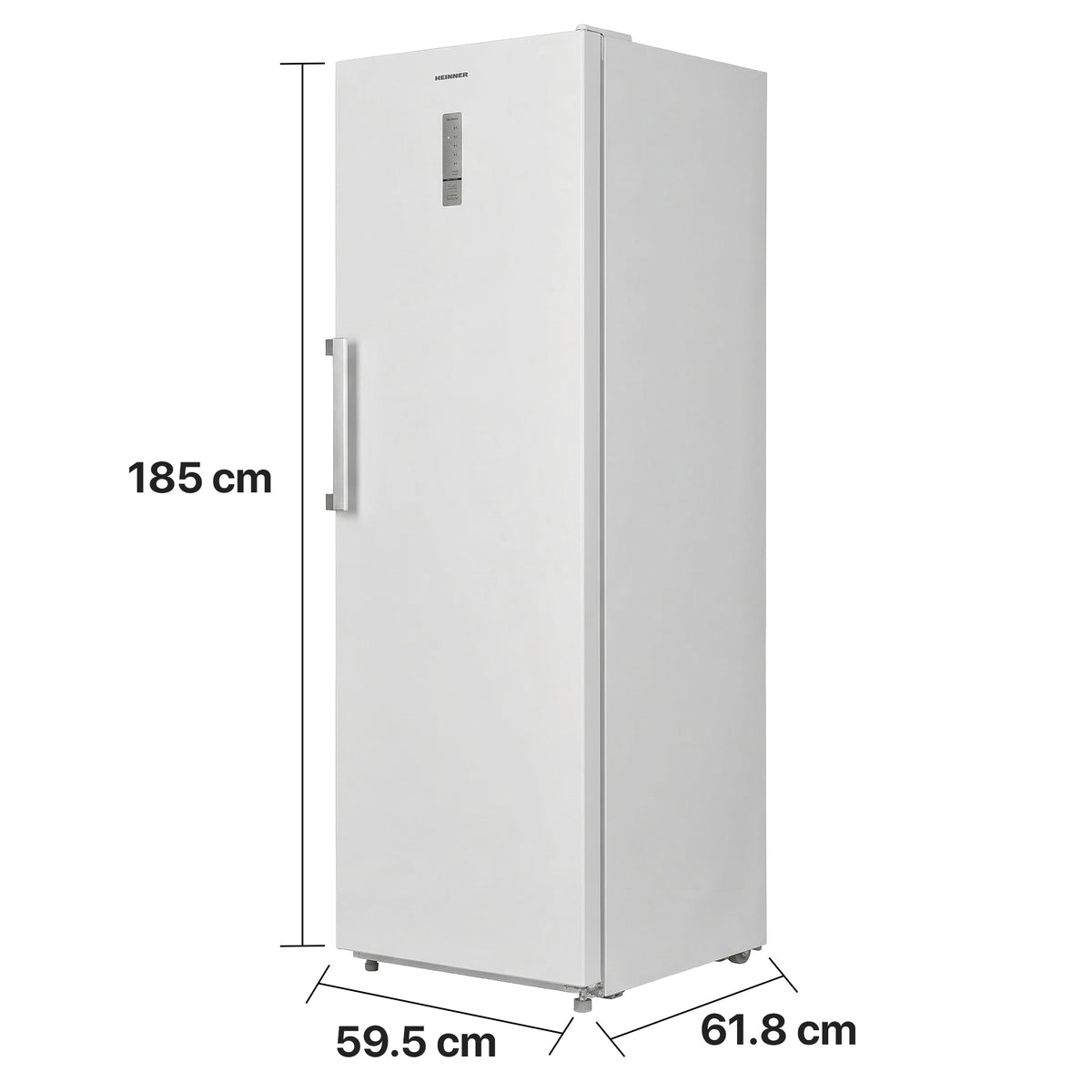 Heinner HF-M362NFE++ Standkühlschrank – 362 L – No Frost – Energieeffizienzklasse E – Maßzeichnung