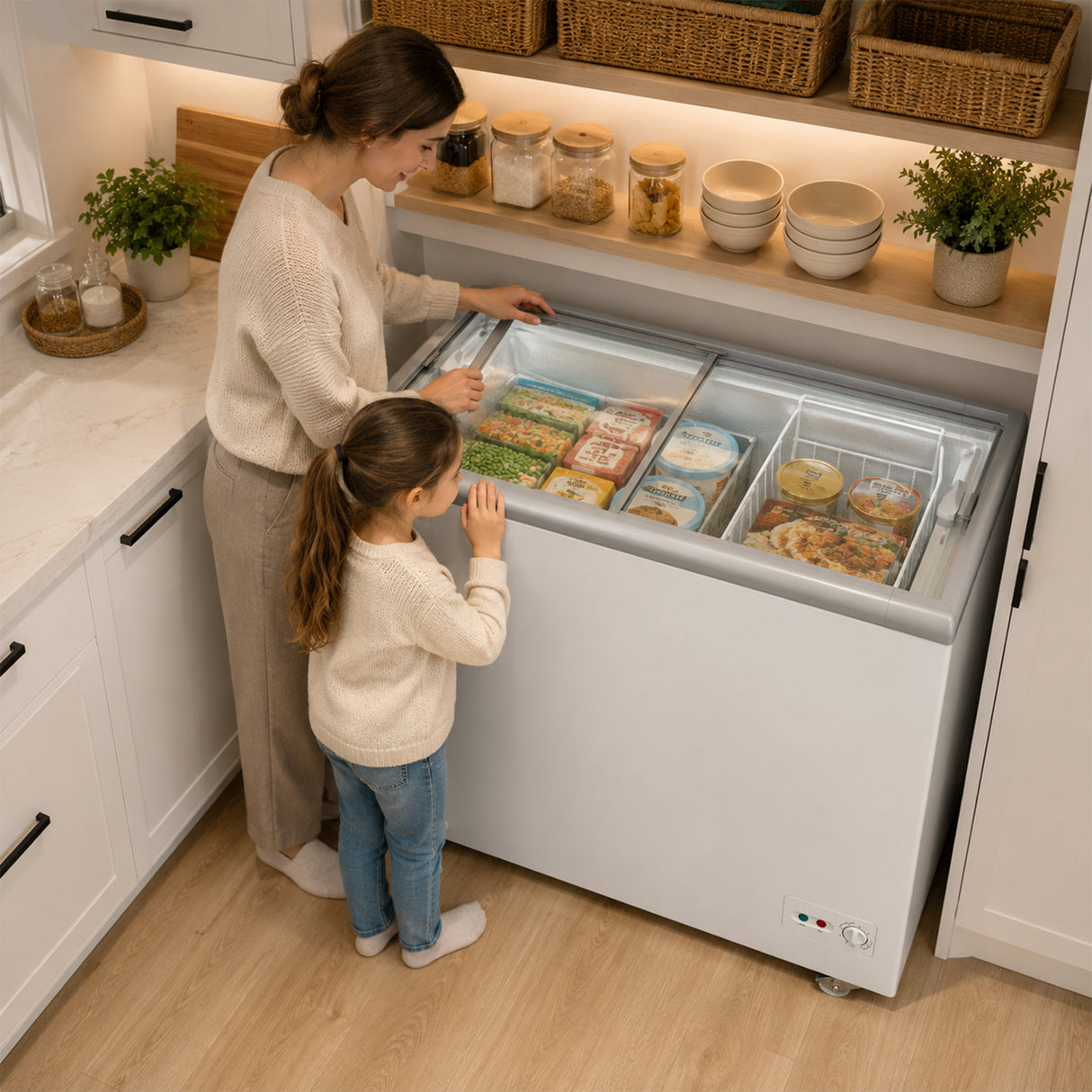 Heinner HSF-M255WHC Gefrier-/Kühlschrank – Truhe – 255 L – Glasschiebedeckel – konvertierbar – Bild 8