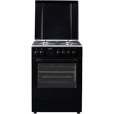 Heinner Gasherd HFSC-S66FDCC-IBK – 50 cm – 4 Kochfelder – Backofen mit 6 Funktionen und Grill – Schwarz – Produktfoto