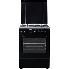Heinner Gasherd HFSC-S66FDCC-IBK – 50 cm – 4 Kochfelder – Backofen mit 6 Funktionen und Grill – Schwarz – Produktfoto