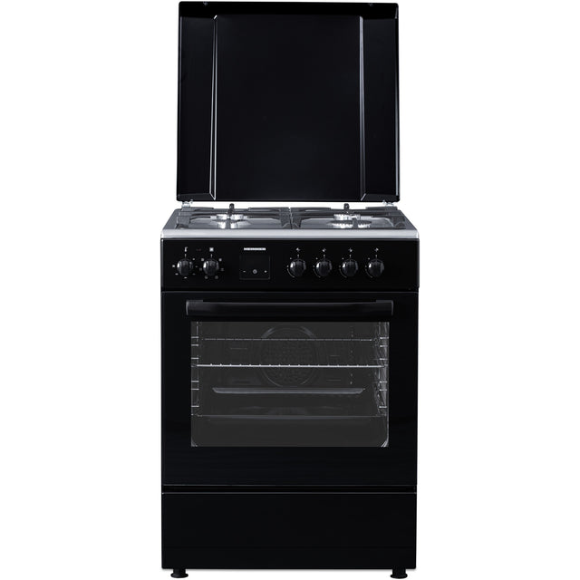 Heinner Gasherd HFSC-S66FDCC-IBK – 50 cm – 4 Kochfelder – Backofen mit 6 Funktionen und Grill – Schwarz – Produktfoto