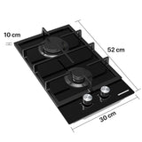 Heinner HBH-M302FGBK Gaskochfeld – 30 cm – 2 Brenner – Gusseisenroste – Schwarz – Bild 3