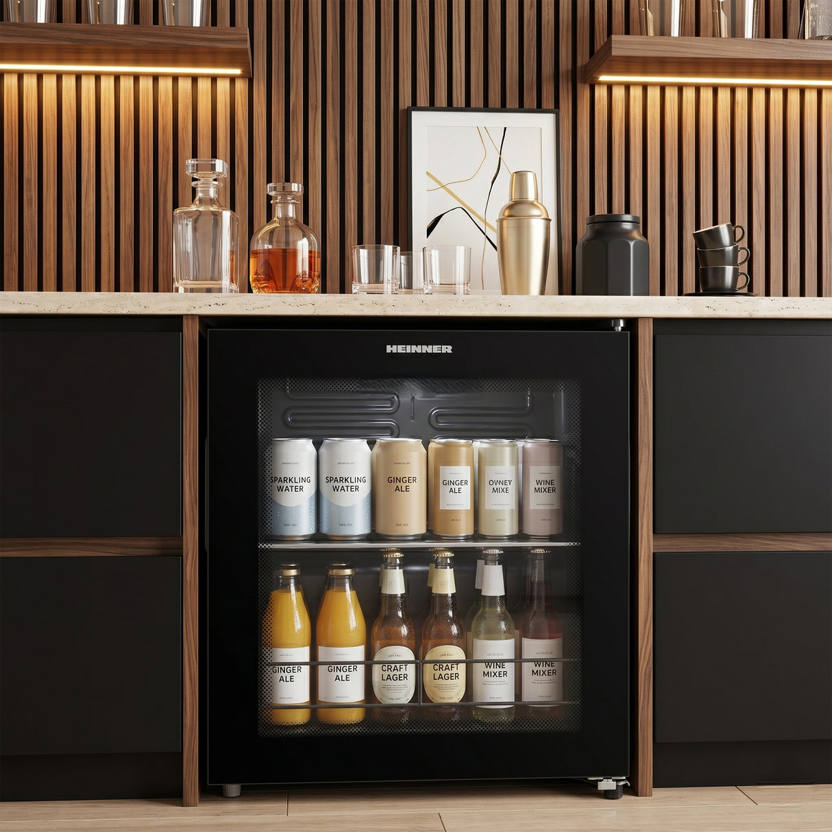 Heinner HBC-M44BKE Getränkekühlschrank – 44 Liter – Glasfront – Schwarz – Bild 5