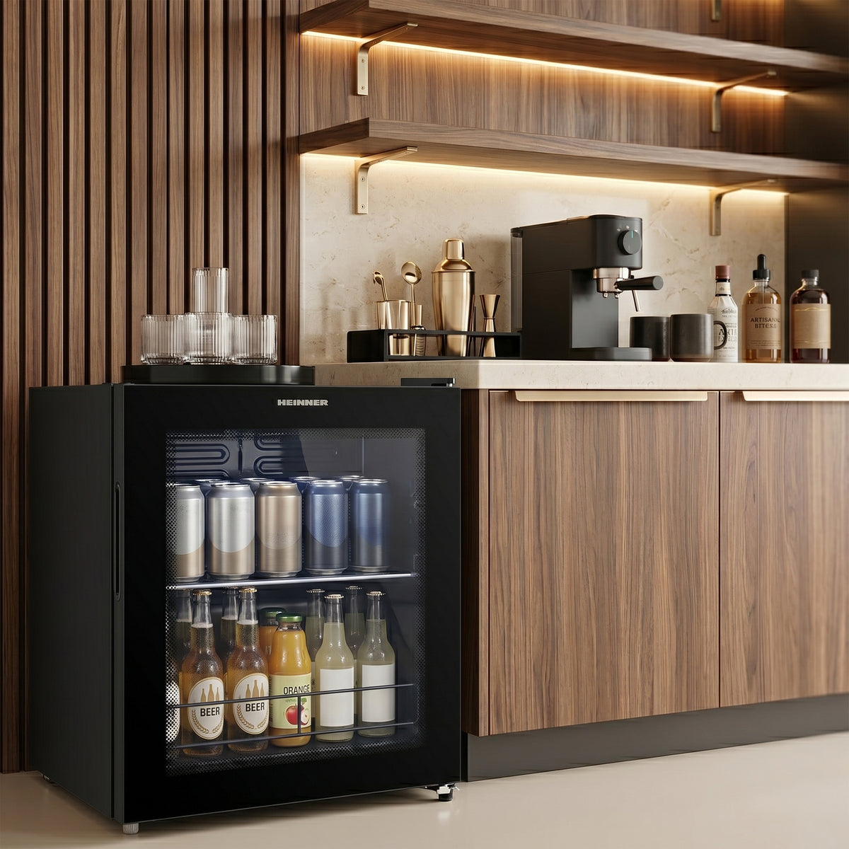 Heinner HBC-M44BKE Getränkekühlschrank – 44 Liter – Glasfront – Schwarz – Bild 6