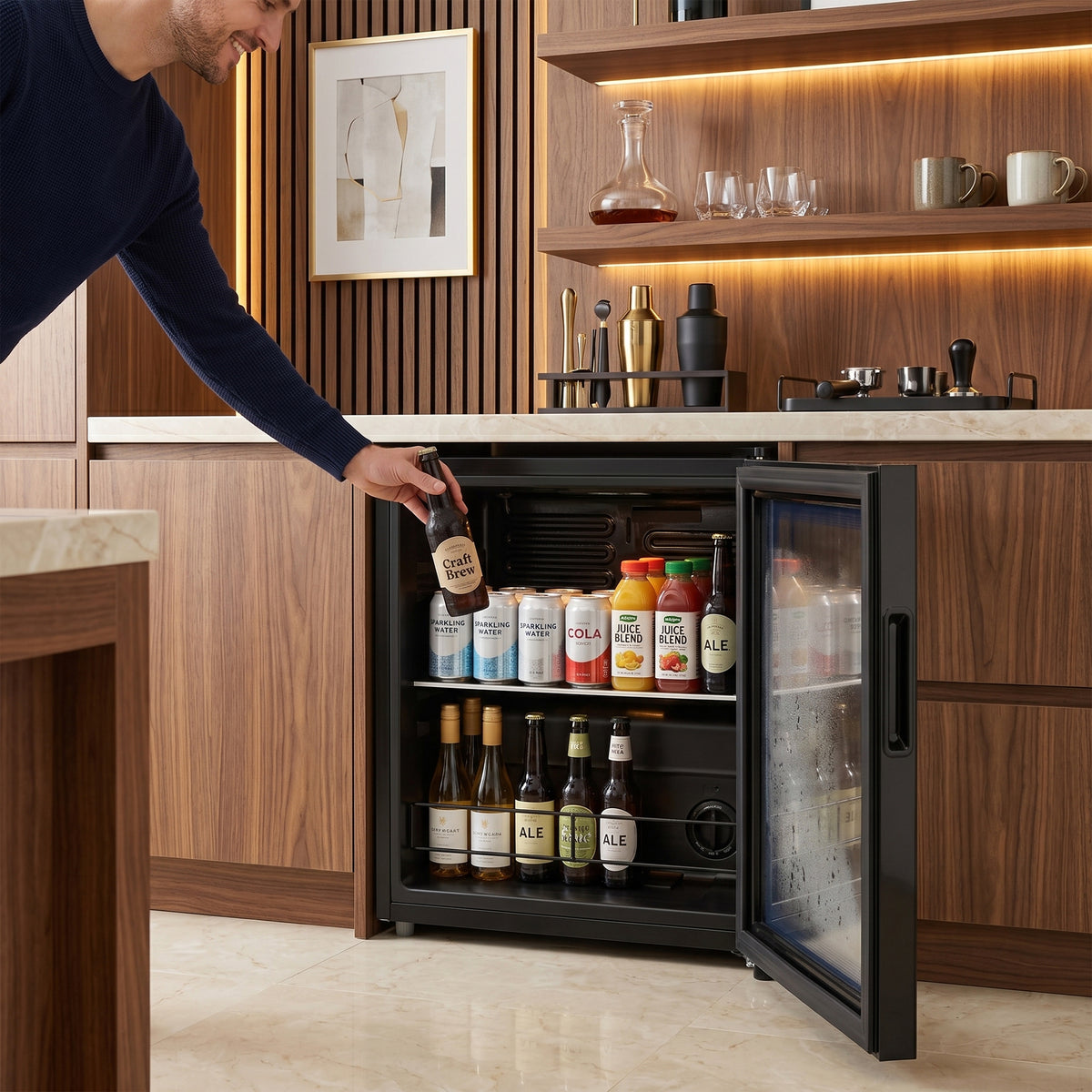 Heinner HBC-M44BKE Getränkekühlschrank – 44 Liter – Glasfront – Schwarz – Bild 8