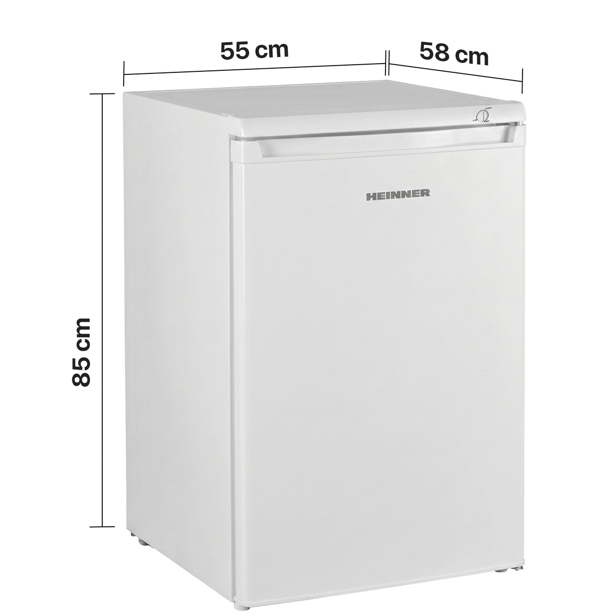 Heinner Gefrierschrank HFF-HM91E – Tischmodell – 91 Liter – Energieeffizienzklasse E – Maßzeichnung