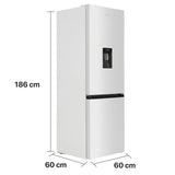 Heinner HCNF-HM291WDE Kühl-Gefrierkombination – 291 L – No Frost – Wasserspender – Energieeffizienzklasse E – Maßzeichnung