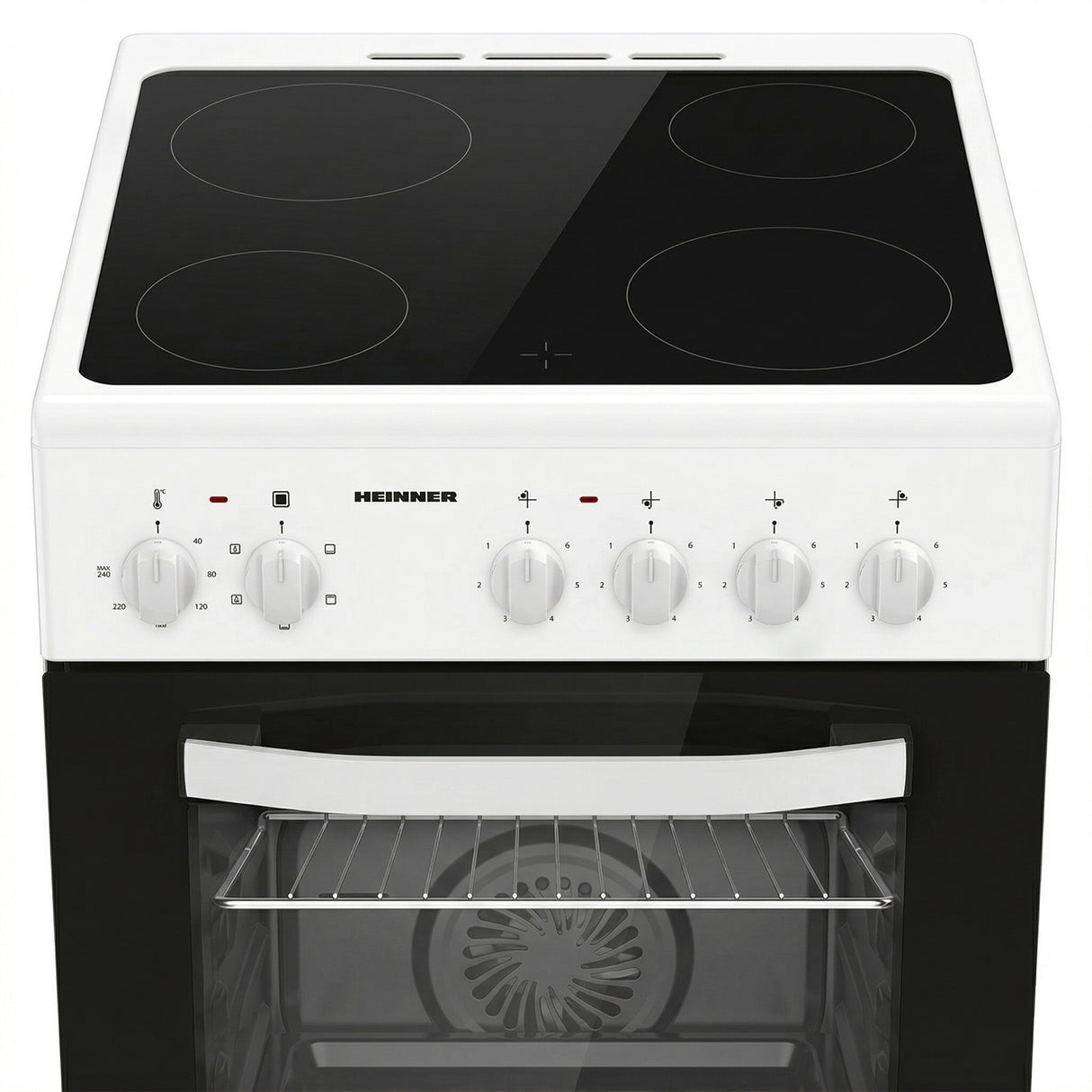 Heinner HFSC-S56E4VWH Keramikkochfeldherd – 50 cm – 4 Kochzonen – Elektrobackofen mit Grill und Umluft – Bild 4