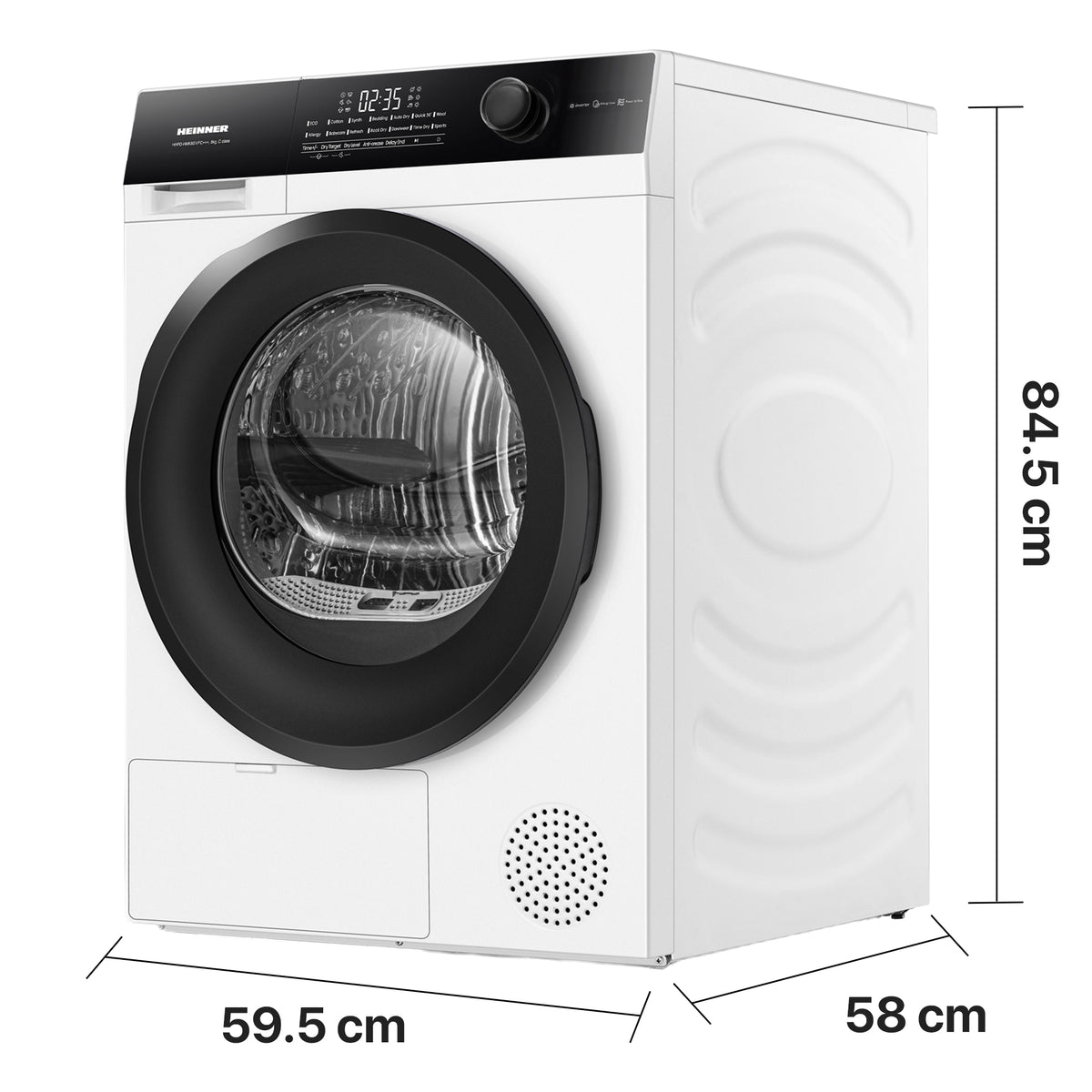 Heinner HHPD-HMK80IVFC Wärmepumpentrockner – 8 kg – Energieeffizienzklasse C – weiß – Bild 4