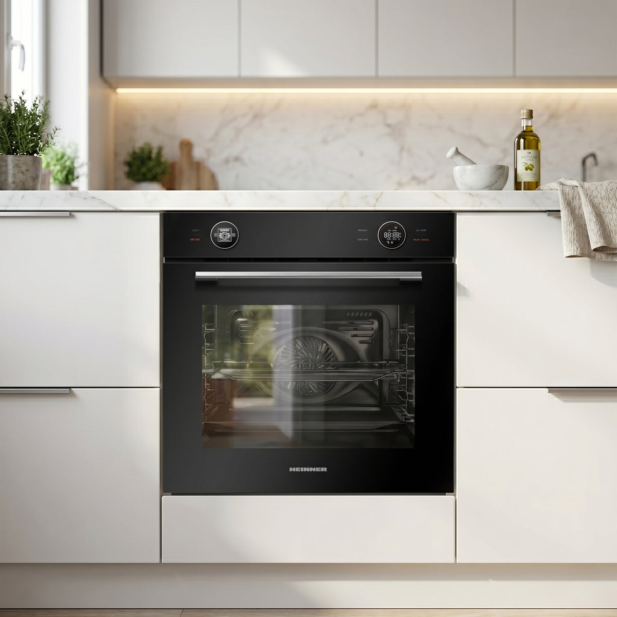 Heinner HBO-M7210GCDRC-GBK Einbaubackofen 72L Grill Konventionell Schwarzes Glas – Bild 3
