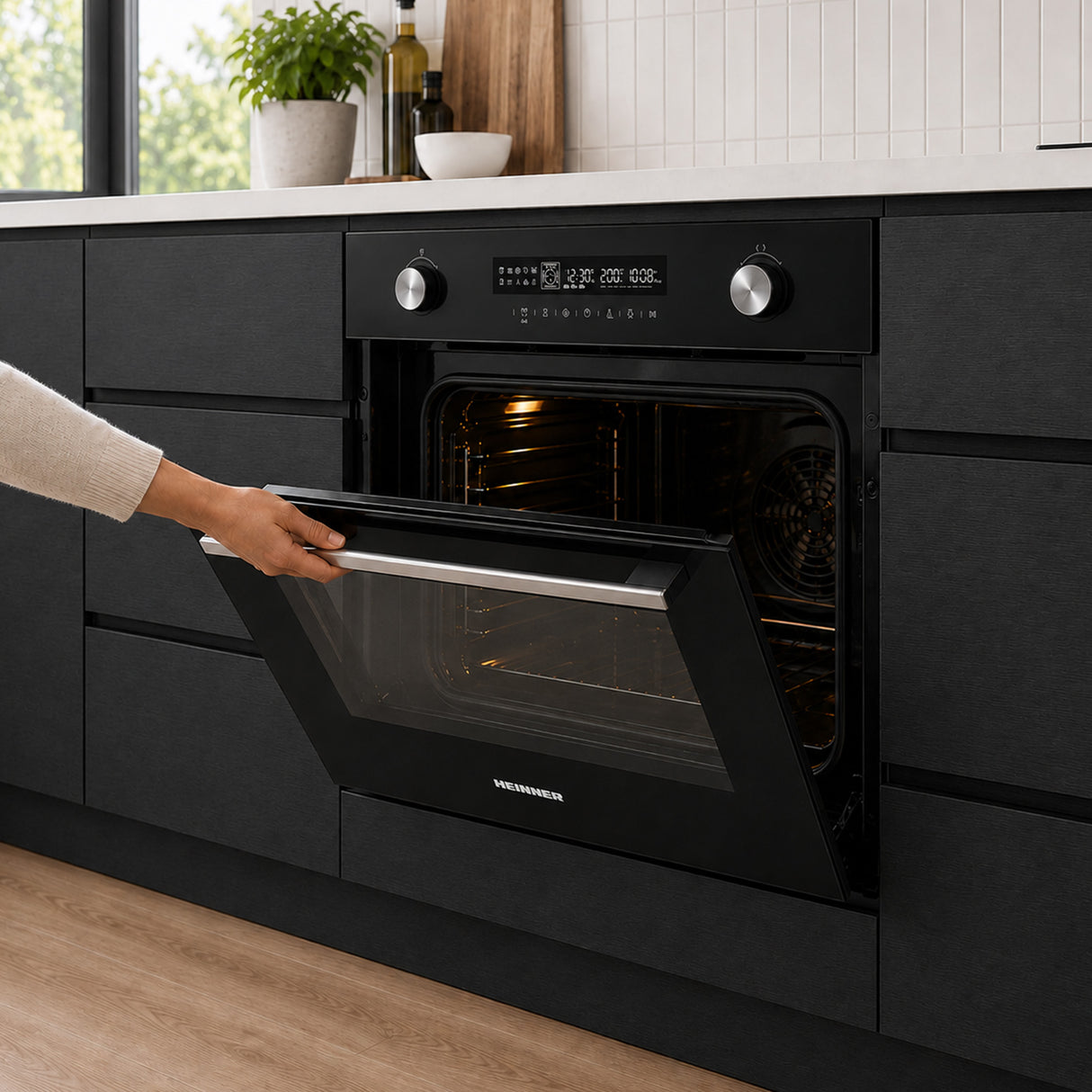 Heinner Einbau-Backofen HBO-M7212GCDRP-GBK – 72 Liter – 60 cm – Schwarzglas – Bild 9