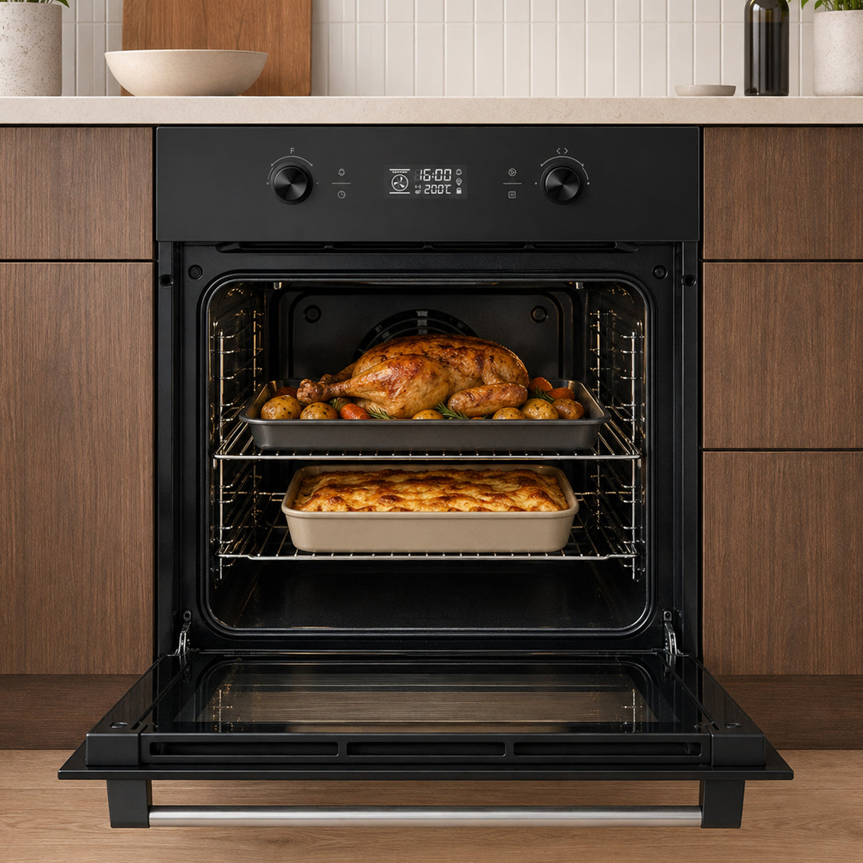 Heinner Einbaubackofen HBO-M7010GCDRP-GBK – 70 L – pyrolytische Selbstreinigung – Heißluft, Grill, Fermentation – Bild 6
